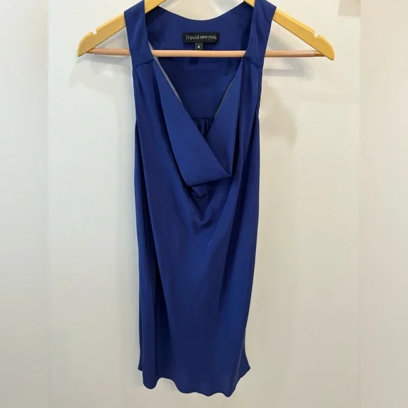 liquid newyork | Dresses | Liquid New York Blue Silk Racer Back Mini Dress  Sz 4 | Poshmark